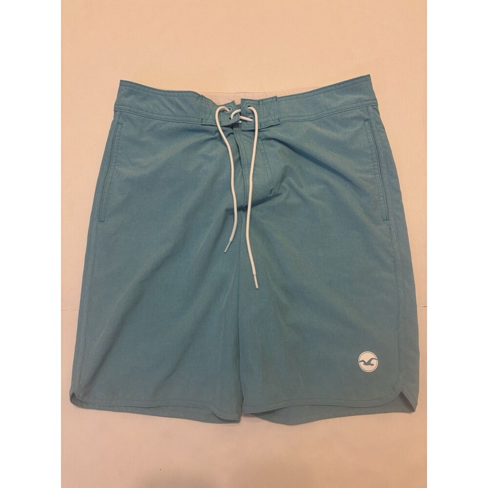Hollister Men's Blue Solid Swim Shorts Drawstring Mesh Liner Size 32